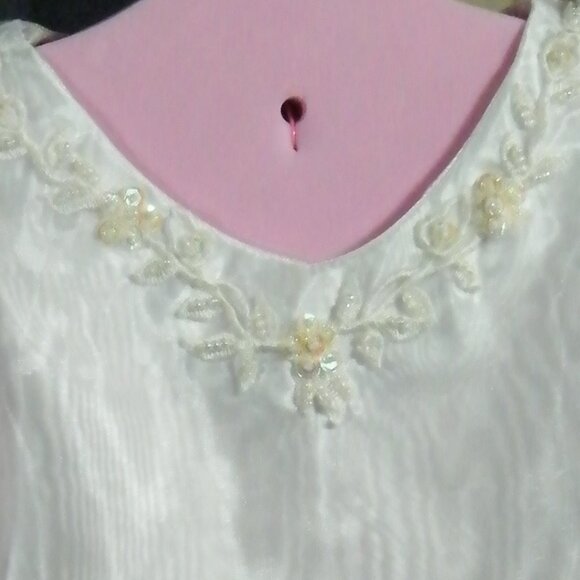 Robe de bouquetière ou première communion avec dentelle et perles - Picture 3 of 5